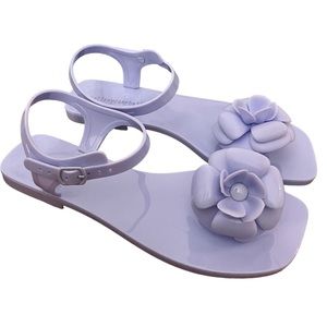 Jeffrey Campbell Fleurisse Ankle Strap Floral Jelly Sandal Periwinkle